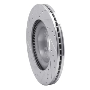 Hyundai Genesis Coupe Brake Rotor (1) - Front Right - R1 Concepts - Drilled & Slotted - Silver - `10-`16